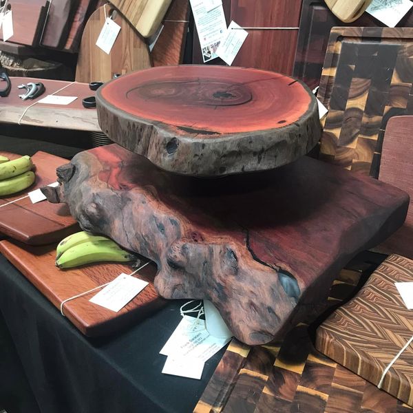 Jarrah round on burl riser