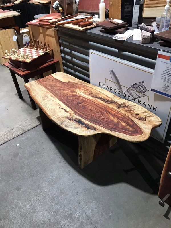 Sheoak live-edge coffee table, strong figure