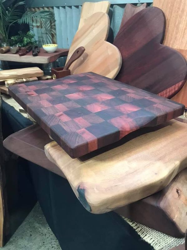 End-grain chopping block on boards