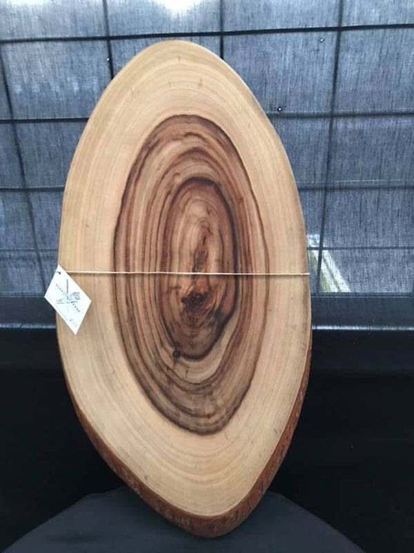 Oval end-cut board showing growth rings