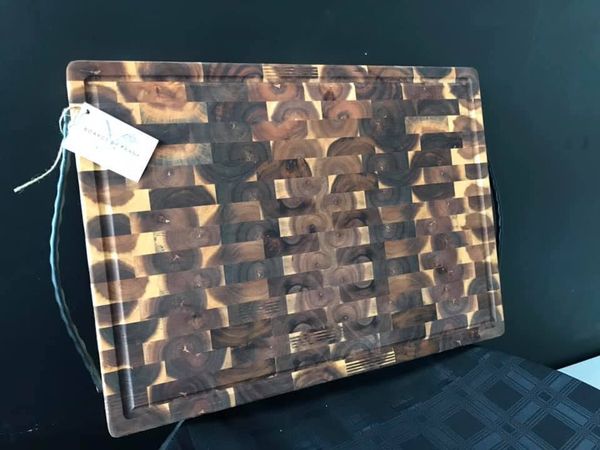 Dark end-grain board with juice groove